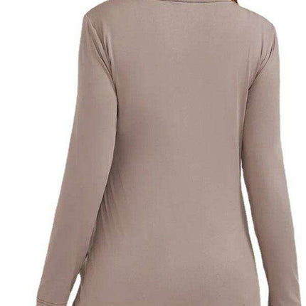 Chic Long-Sleeve V-Neck Maternity Dress for Cozy Autumn-Winter Wear - Très Elite