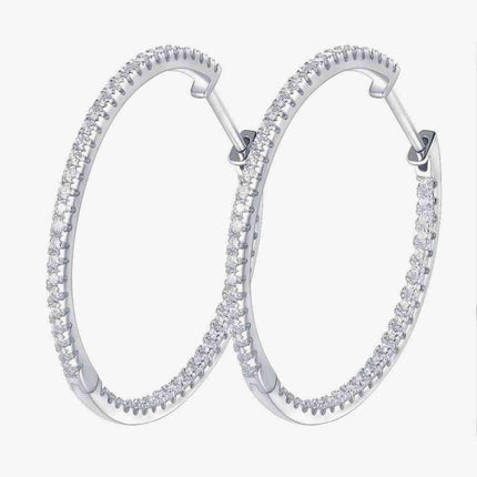 Chic Moissanite-Studded Sterling Silver Hoop Earrings