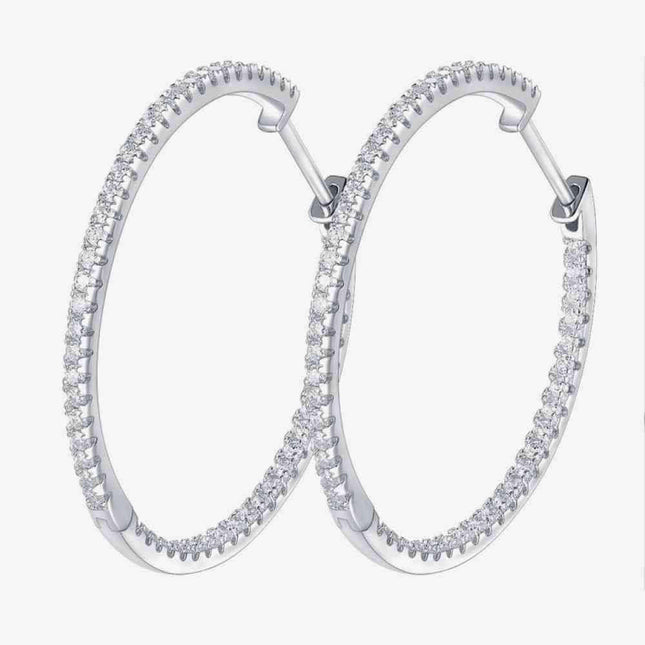 Chic Moissanite-Studded Sterling Silver Hoop Earrings