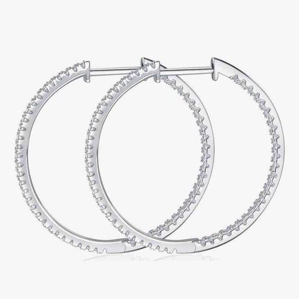 Chic Moissanite-Studded Sterling Silver Hoop Earrings