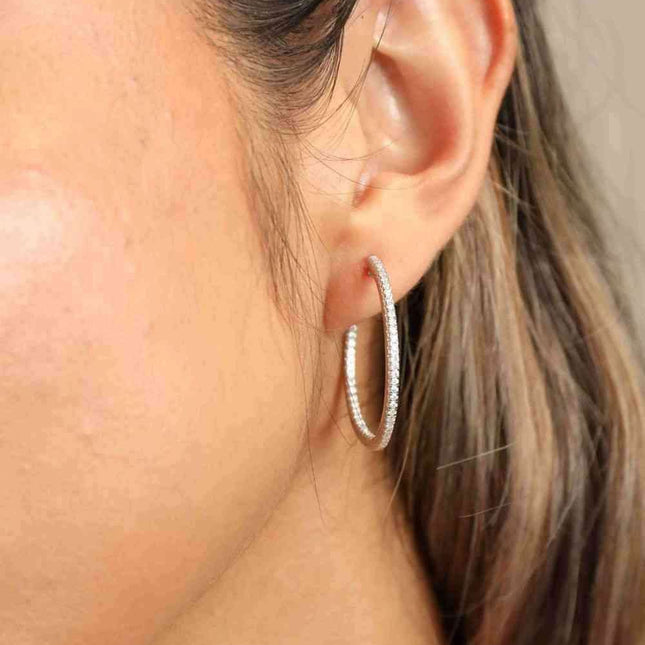 Chic Moissanite-Studded Sterling Silver Hoop Earrings