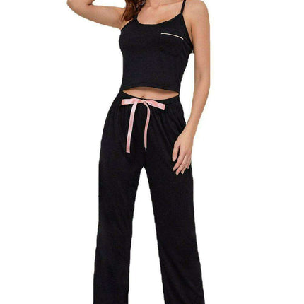 Chic Monochrome Lounge Set with Cropped Cami and Pants - Très Elite