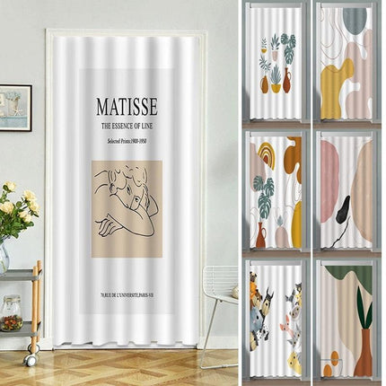 Chic Nordic Polyester Noren Curtains - Durable and Elegant Drapes for Home Décor Enhancement..