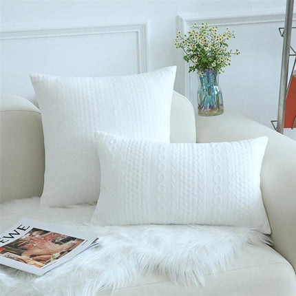 Chic Nordic White Cotton Pompom Pillow Cover - Luxurious Home Decor Accent