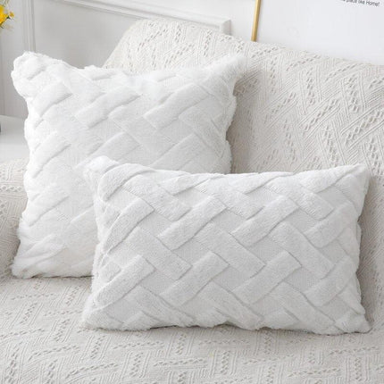 Chic Nordic White Cotton Pompom Pillow Cover - Luxurious Home Decor Accent