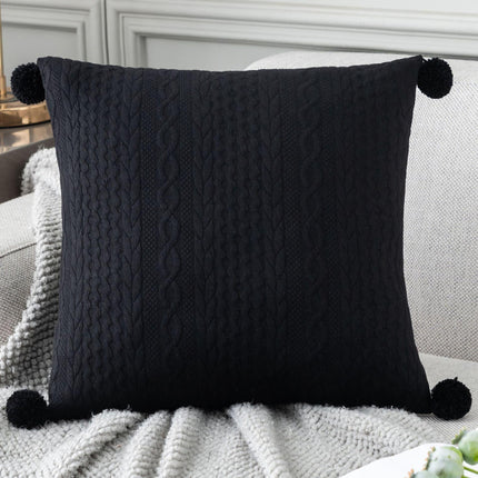 Chic Nordic White Cotton Pompom Pillow Cover - Luxurious Home Decor Accent