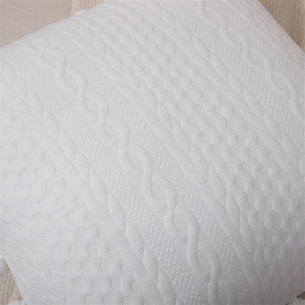 Chic Nordic White Cotton Pompom Pillow Cover - Luxurious Home Decor Accent