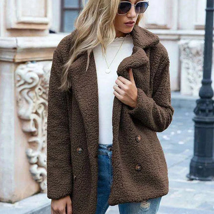 Chic Oversized Plush Faux Fur Teddy Coat - Women's Essential Outerwear