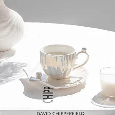 Chic Pearl Shell Ceramic Mugs: Elevate Your Sipping Experience - Très Elite