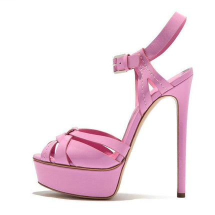 Chic Pink Beaded T-Strap Platform Heels: Your Summer Statement Piece for Elegant Nights - Très Elite