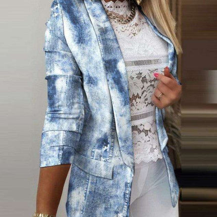 Chic Plaid Open Front Blazer Jacket for Women - Stylish Spring-Summer Essential