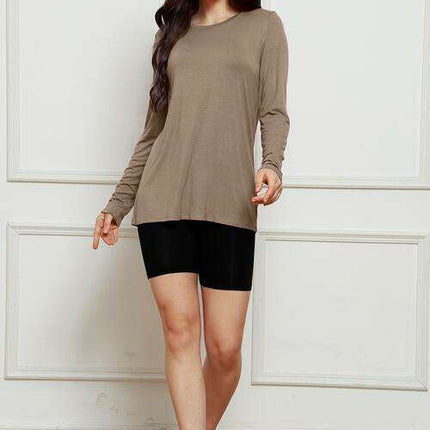 Chic Plus Size Long Sleeve Round Neck Polyester Blouse