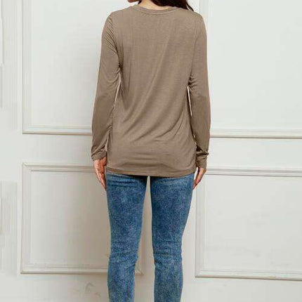 Chic Plus Size Long Sleeve Round Neck Polyester Blouse