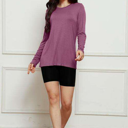 Chic Plus Size Long Sleeve Round Neck Polyester Blouse