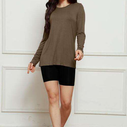 Chic Plus Size Long Sleeve Round Neck Polyester Blouse