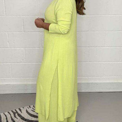 Chic Polyester Long Jacket and Trousers Set for Women