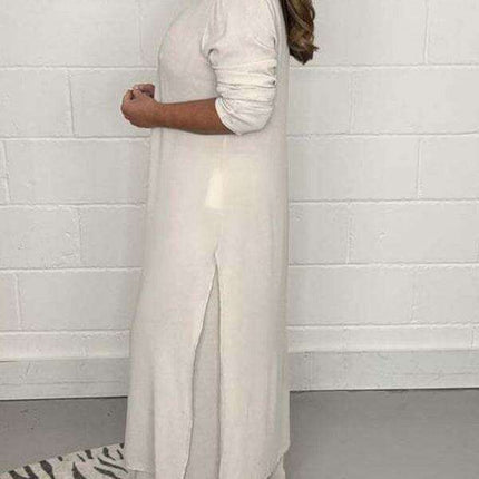 Chic Polyester Long Jacket and Trousers Set for Women