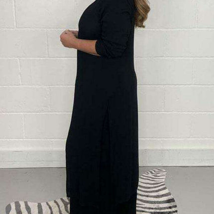 Chic Polyester Long Jacket and Trousers Set for Women