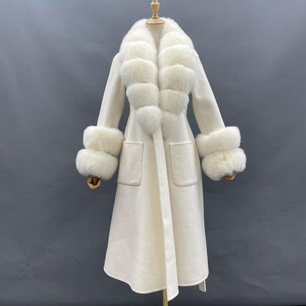 Chic Reversible Cashmere Coat with Fox Fur Trim - Women's Winter Elegance - Très Elite