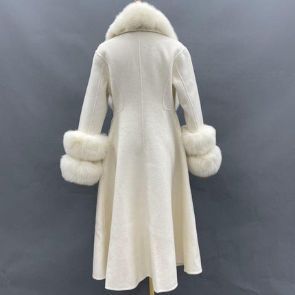Chic Reversible Cashmere Coat with Fox Fur Trim - Women's Winter Elegance - Très Elite