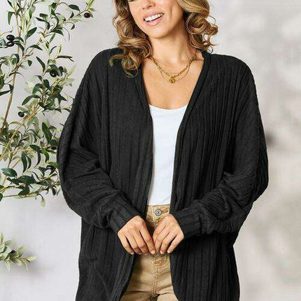 Chic Ribbed Cocoon Cardigan - Redefine Your Casual Look