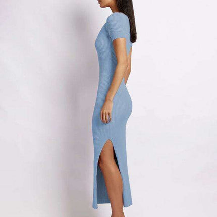 Chic Ribbed Midi Dress with Flirty Side Slits