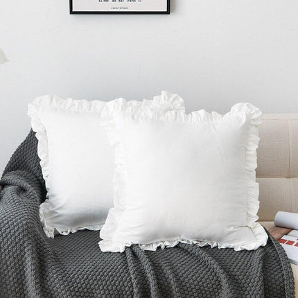 Chic Ruffle Reversible Pillow Cover Set - Stylish White, Pink, and Gray - 45x45cm - Très Elite