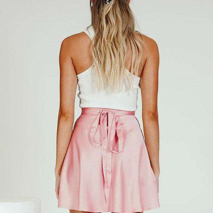 Chic Satin Wrap Mini Skirt for Fashion-Forward Women - Très Elite