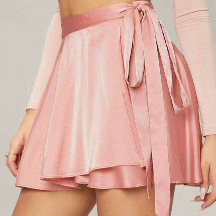 Chic Satin Wrap Mini Skirt for Fashion-Forward Women