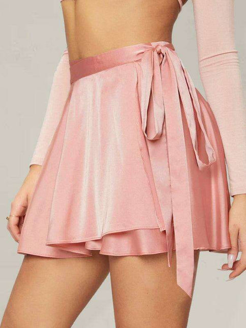Chic Satin Wrap Mini Skirt for Fashion-Forward Women
