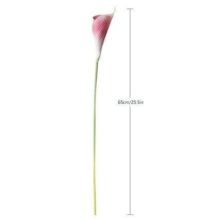 Chic Set of 5 Lifespan PU Calla Lily Stems - 65cm Realistic Artificial Flowers..