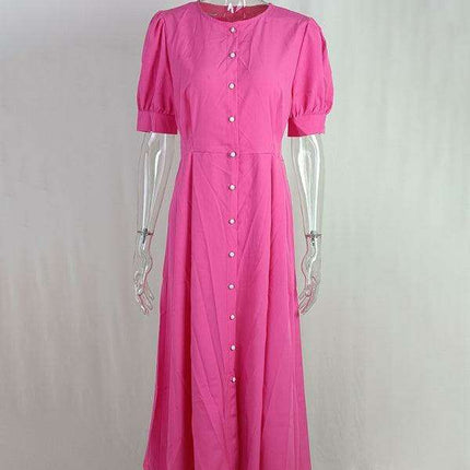 Chic Single-Breasted Midi Dress with Trendy Slit Detail - Essential Women's Fashion Piece