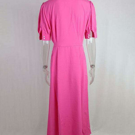 Chic Single-Breasted Midi Dress with Trendy Slit Detail - Essential Women's Fashion Piece