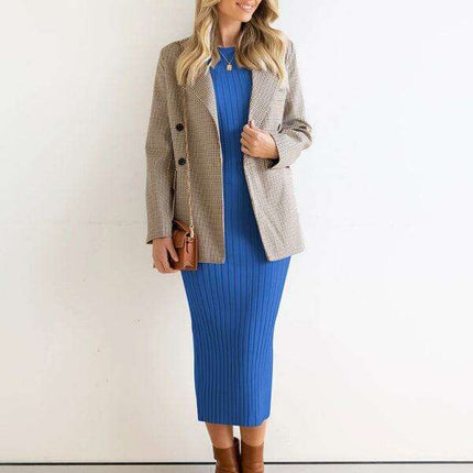 Chic Sleeveless Ribbed Bodycon Dress with Modern Elegance - Très Elite