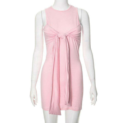 Chic Sleeveless Twist Wrap Fringe Dress - Essential for Autumn & Winter - Très Elite