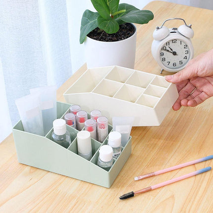 Chic Solid Color Makeup and Jewelry Organizer - Sleek Compact Storage Solution for Desktop and Vanity - Très Elite