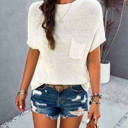 Chic Solid Color Short-Sleeve Turtleneck Top for Women - Très Elite