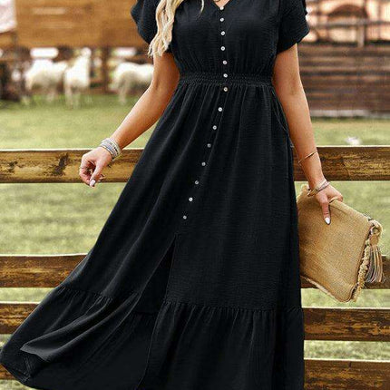 Chic Solid Color V-Neck Long Skirt for Fashion-Forward Women - Très Elite
