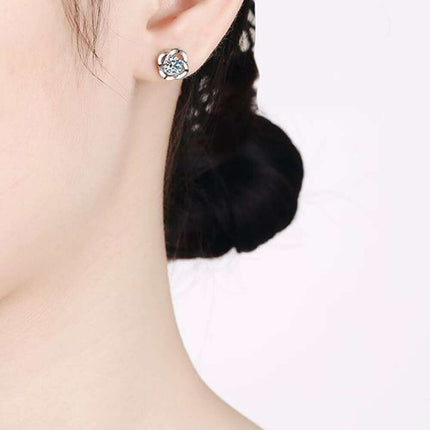 Chic Sterling Silver Earrings with Lab-Created Diamonds