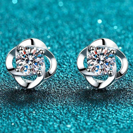 Chic Sterling Silver Earrings with Lab-Created Diamonds