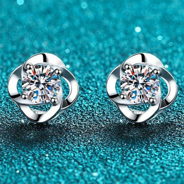 Chic Sterling Silver Earrings with Lab-Created Diamonds