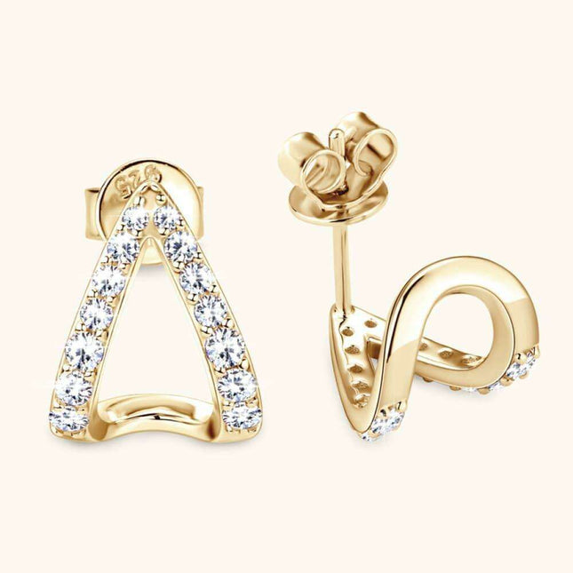 Chic Sterling Silver Earrings with Lab-Diamonds and Gold-Platinum Highlights