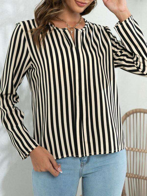 Chic Striped Round Neck Blouse - Effortless Everyday Style