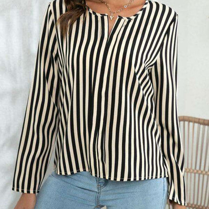 Chic Striped Round Neck Blouse - Effortless Everyday Style