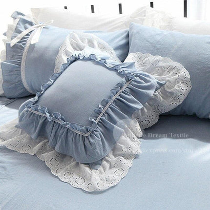 Chic Striped Ruffled Lace Pillowcase for Stylish Home Accents
