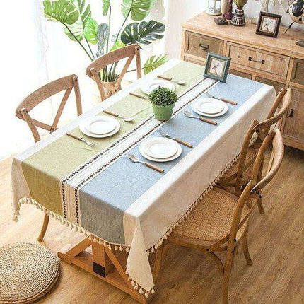Chic Tassel-Trimmed Premium Linen Table Cover - Très Elite