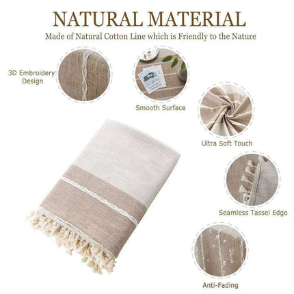 Chic Tassel-Trimmed Premium Linen Table Cover - Très Elite