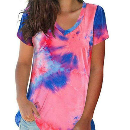 Chic Tie Dye V Neck Top - Effortless Comfort for Women