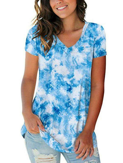 Chic Tie Dye V Neck Top - Effortless Comfort for Women