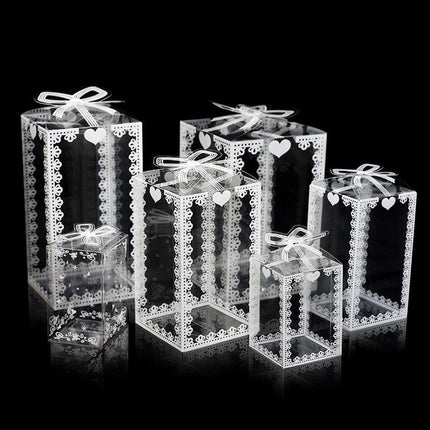 Chic Transparent Lace Design PVC Gift Boxes - Set of 10 for Elegant Gift Presentation